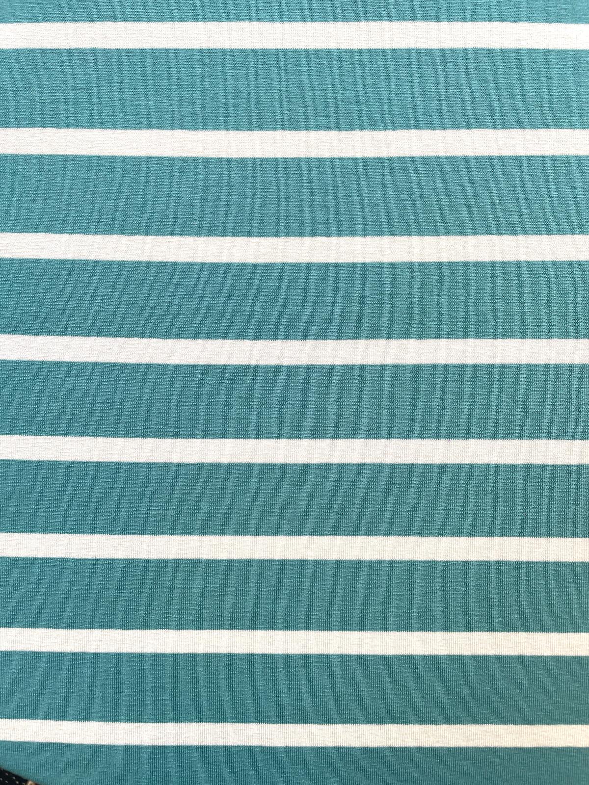 Viskose-Jersey – Maritime Streifen in Petrol & Weiß